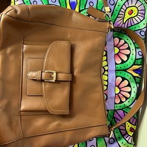 Coach brown leather shoulder bag!